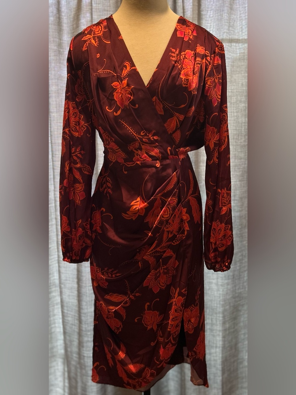Rafaella Burgundy Dress with Orange Floral Print